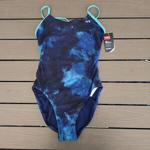 TYR Durafast Cosmic Night Crosscutfit Tieback Swimsuit Sz 34 New